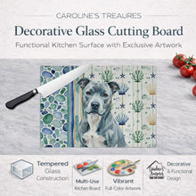 Load image into Gallery viewer, Blue American Staffordshire Terrier Coastal Sea Glass Glass Cutting Board