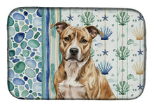 Load image into Gallery viewer, Brindle American Staffordshire Terrier Coastal Sea Glass Dish Drying Mat