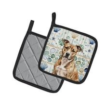 Load image into Gallery viewer, Brindle American Staffordshire Terrier Coastal Sea Glass Pair of Pot Holders