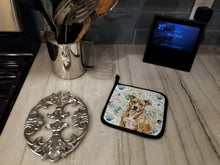 Load image into Gallery viewer, Brindle American Staffordshire Terrier Coastal Sea Glass Pair of Pot Holders