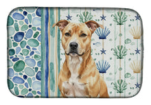 Load image into Gallery viewer, Fawn American Staffordshire Terrier Coastal Sea Glass Dish Drying Mat