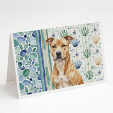 Load image into Gallery viewer, Fawn American Staffordshire Terrier Coastal Sea Glass Greeting Cards Pack of 8