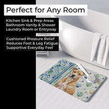 Load image into Gallery viewer, Fawn American Staffordshire Terrier Coastal Sea Glass Memory Foam Kitchen Mat