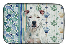 Load image into Gallery viewer, White American Staffordshire Terrier Coastal Sea Glass Dish Drying Mat