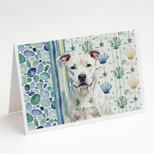 Load image into Gallery viewer, White American Staffordshire Terrier Coastal Sea Glass Greeting Cards Pack of 8