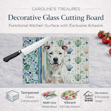 Load image into Gallery viewer, White American Staffordshire Terrier Coastal Sea Glass Glass Cutting Board