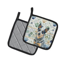Load image into Gallery viewer, Blue Heeler Australian Cattle Dog Coastal Sea Glass Pair of Pot Holders