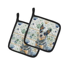 Load image into Gallery viewer, Blue Heeler Australian Cattle Dog Coastal Sea Glass Pair of Pot Holders
