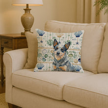 Load image into Gallery viewer, Blue Heeler Australian Cattle Dog Coastal Sea Glass Throw Pillow