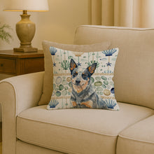 Load image into Gallery viewer, Blue Heeler Australian Cattle Dog Coastal Sea Glass Throw Pillow