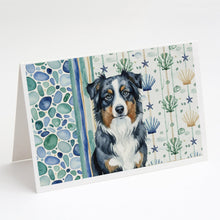 Load image into Gallery viewer, Black Australian Shepherd Coastal Sea Glass Greeting Cards Pack of 8