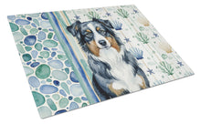 Load image into Gallery viewer, Black Australian Shepherd Coastal Sea Glass Glass Cutting Board