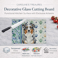 Load image into Gallery viewer, Blue Merle Australian Shepherd Coastal Sea Glass Glass Cutting Board