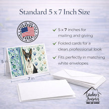 Load image into Gallery viewer, Black and White Basenji Coastal Sea Glass Greeting Cards Pack of 8