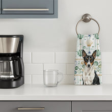 Load image into Gallery viewer, Black and White Basenji Coastal Sea Glass Kitchen Towel