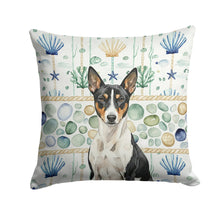 Load image into Gallery viewer, Black and White Basenji Coastal Sea Glass Throw Pillow