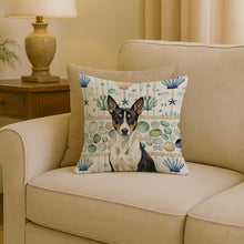 Load image into Gallery viewer, Black and White Basenji Coastal Sea Glass Throw Pillow