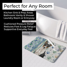Load image into Gallery viewer, Black and White Basenji Coastal Sea Glass Memory Foam Kitchen Mat
