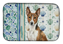 Load image into Gallery viewer, Brindle and White Basenji Coastal Sea Glass Dish Drying Mat