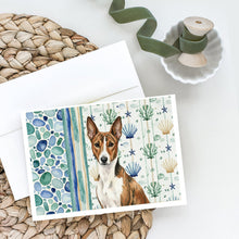 Load image into Gallery viewer, Brindle and White Basenji Coastal Sea Glass Greeting Cards Pack of 8