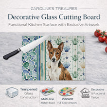 Load image into Gallery viewer, Brindle and White Basenji Coastal Sea Glass Glass Cutting Board