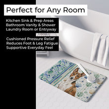 Load image into Gallery viewer, Brindle and White Basenji Coastal Sea Glass Memory Foam Kitchen Mat
