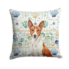 Load image into Gallery viewer, Red and White Basenji Coastal Sea Glass Throw Pillow