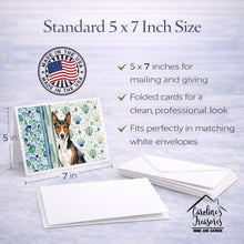 Load image into Gallery viewer, Tricolor and White Basenji Coastal Sea Glass Greeting Cards Pack of 8