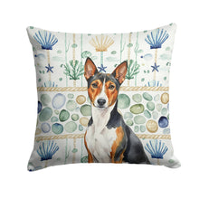 Load image into Gallery viewer, Tricolor and White Basenji Coastal Sea Glass Throw Pillow