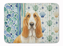 Load image into Gallery viewer, Lemon and White Basset Hound Coastal Sea Glass Memory Foam Kitchen Mat
