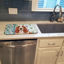 Load image into Gallery viewer, Red and White Basset Hound Coastal Sea Glass Dish Drying Mat