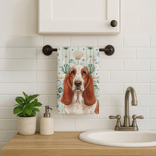 Load image into Gallery viewer, Red and White Basset Hound Coastal Sea Glass Kitchen Towel