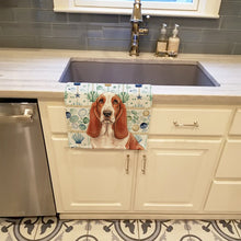 Load image into Gallery viewer, Red and White Basset Hound Coastal Sea Glass Kitchen Towel