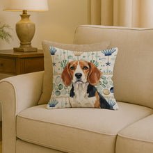 Load image into Gallery viewer, Beagle Coastal Sea Glass Throw Pillow