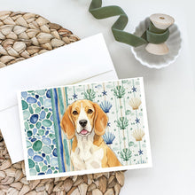 Load image into Gallery viewer, Lemon and White Beagle Coastal Sea Glass Greeting Cards Pack of 8