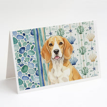 Load image into Gallery viewer, Lemon and White Beagle Coastal Sea Glass Greeting Cards Pack of 8