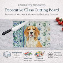 Load image into Gallery viewer, Lemon and White Beagle Coastal Sea Glass Glass Cutting Board
