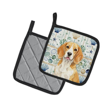 Load image into Gallery viewer, Lemon and White Beagle Coastal Sea Glass Pair of Pot Holders