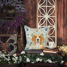 Load image into Gallery viewer, Lemon and White Beagle Coastal Sea Glass Throw Pillow