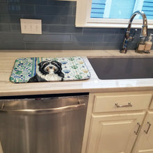 Load image into Gallery viewer, Black Bearded Collie Coastal Sea Glass Dish Drying Mat