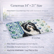 Load image into Gallery viewer, Black Bearded Collie Coastal Sea Glass Dish Drying Mat