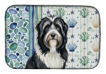 Load image into Gallery viewer, Black Bearded Collie Coastal Sea Glass Dish Drying Mat