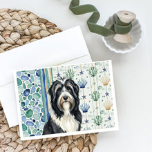 Load image into Gallery viewer, Black Bearded Collie Coastal Sea Glass Greeting Cards Pack of 8