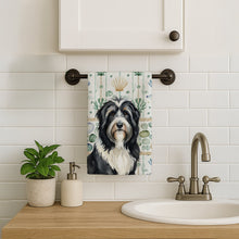 Load image into Gallery viewer, Black Bearded Collie Coastal Sea Glass Kitchen Towel