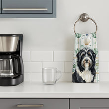 Load image into Gallery viewer, Black Bearded Collie Coastal Sea Glass Kitchen Towel