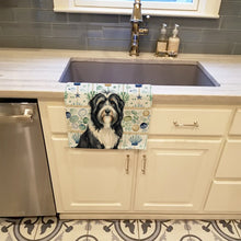Load image into Gallery viewer, Black Bearded Collie Coastal Sea Glass Kitchen Towel