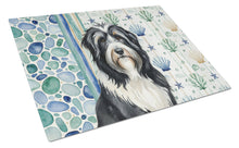 Load image into Gallery viewer, Black Bearded Collie Coastal Sea Glass Glass Cutting Board