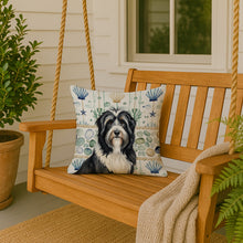 Load image into Gallery viewer, Black Bearded Collie Coastal Sea Glass Throw Pillow