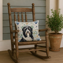 Load image into Gallery viewer, Black Bearded Collie Coastal Sea Glass Throw Pillow