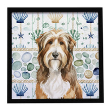 Load image into Gallery viewer, Brown Bearded Collie Coastal Sea Glass Framed Metal Print